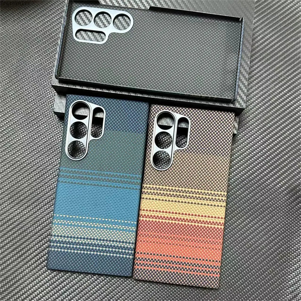 New Genuine Carbon Aramid Fiber Case for Samsung Galaxy S24 Ultra Anti-fall Carbon Fiber Lens Protection Phone Accessory