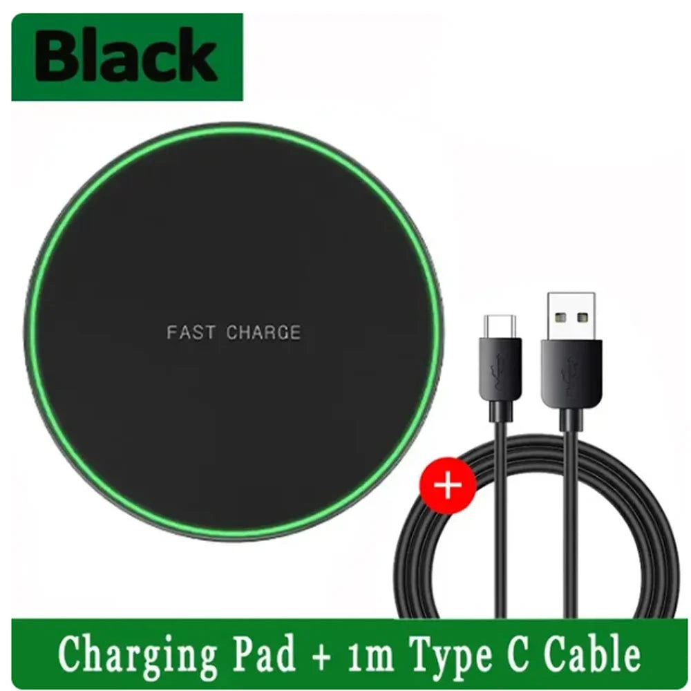 15W Fast Wireless Charger Pad for iPhone17-13Pro/XS Max/Mini/X/XR & Samsung/Xiaomi/Huawei -USB-Powered Induction Charging