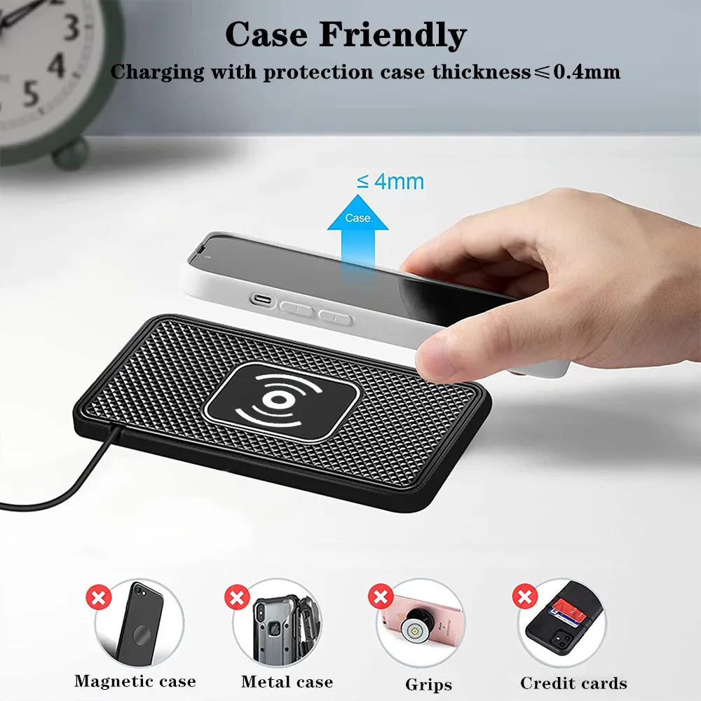 Wireless Charger for Car Fast Charger for Iphone 16 15 14 13 12 Pro Max Samsung Xiaomi Car Wireless Charger Type C Non-slip Pad
