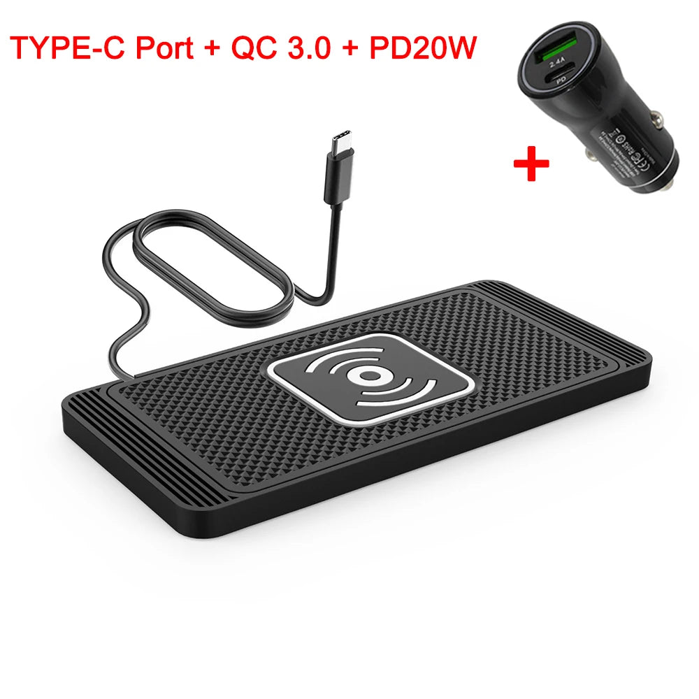 Wireless Charger for Car Fast Charger for Iphone 16 15 14 13 12 Pro Max Samsung Xiaomi Car Wireless Charger Type C Non-slip Pad