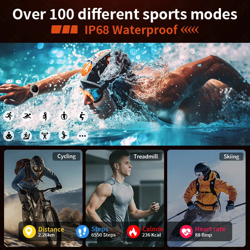 LIGE Rugged GPS Track Smart Watch Men LED Flashlight Compass 3ATM Waterproof Bluetooth Call Sports Cycling Men Smartwatch Hombre