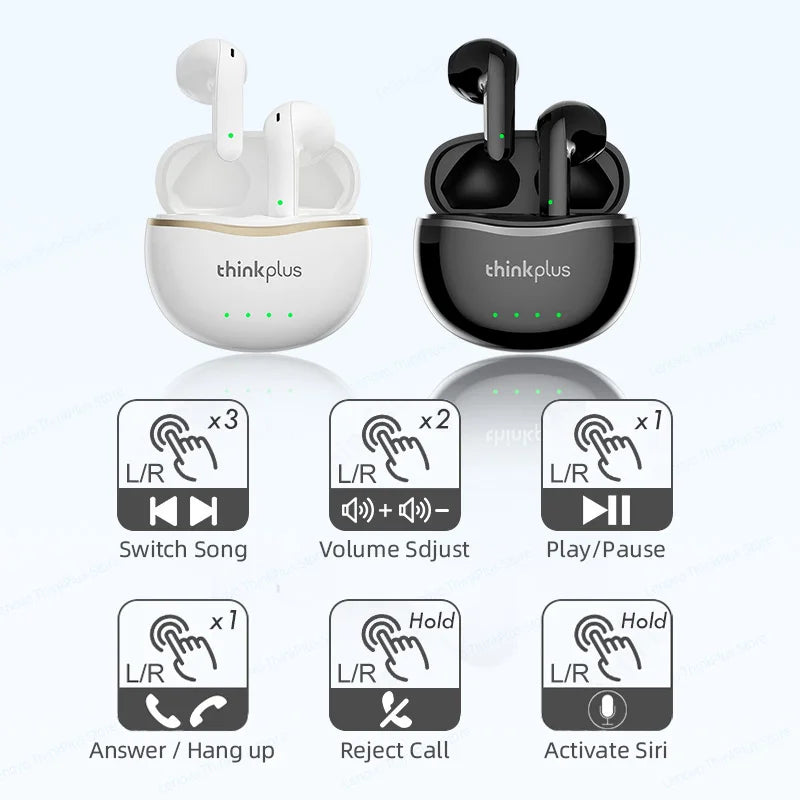 Choice Lenovo X16 TWS Wireless Bluetooth Earphones HD Call Gaming Low Latency Earbuds Waterproof Sports Headset with Mic Pro 6
