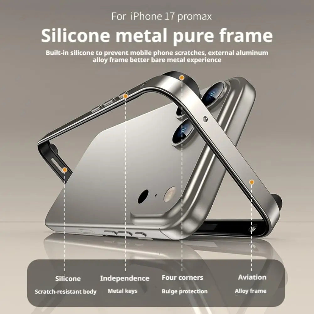 Metal Silicone Border For IPhone 17 Promax Phone Case Hollow Heat Dissipation And Anti Drop Protective Cover Alloy Accessories