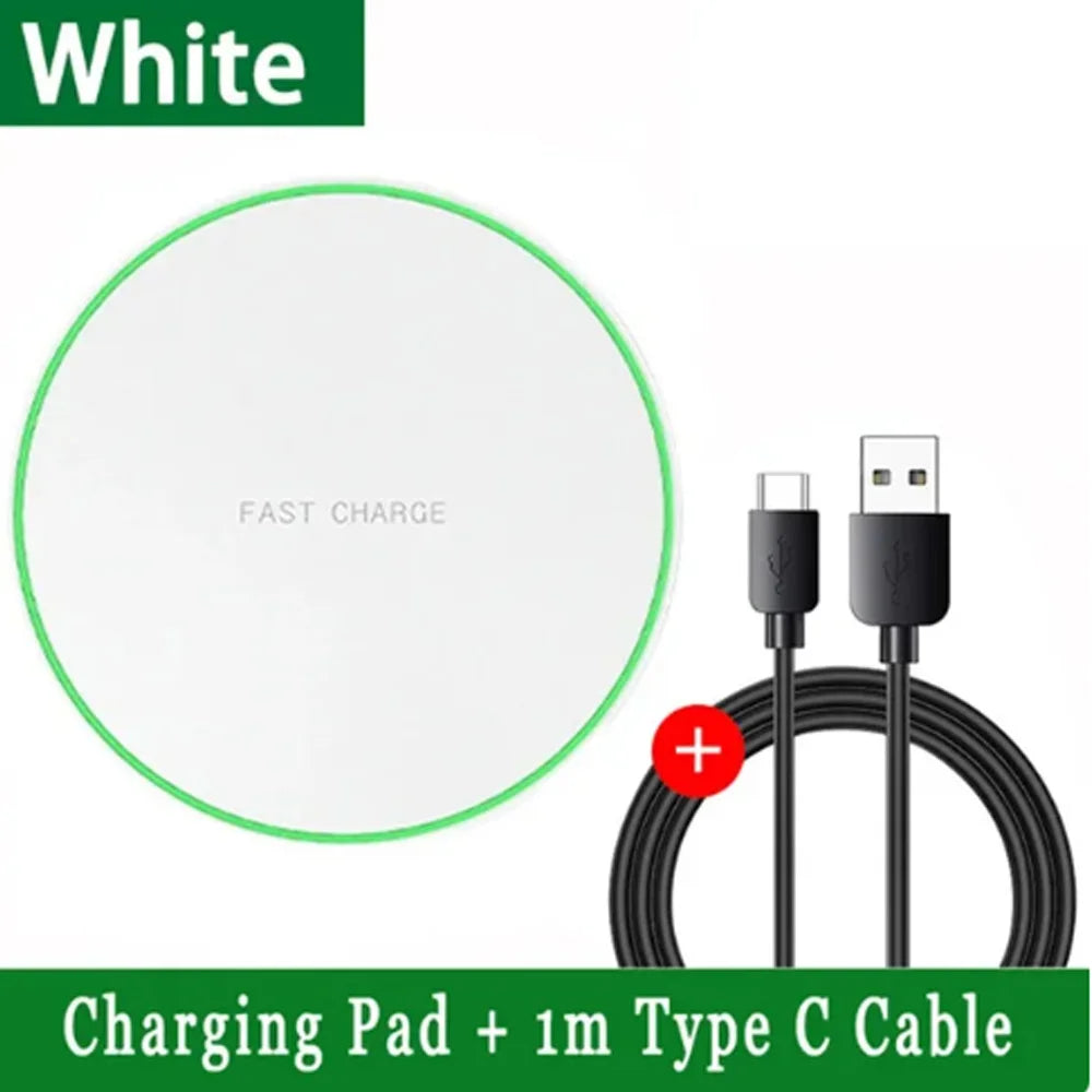 15W Fast Wireless Charger Pad for iPhone17-13Pro/XS Max/Mini/X/XR & Samsung/Xiaomi/Huawei -USB-Powered Induction Charging