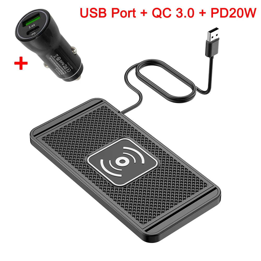 Wireless Charger for Car Fast Charger for Iphone 16 15 14 13 12 Pro Max Samsung Xiaomi Car Wireless Charger Type C Non-slip Pad