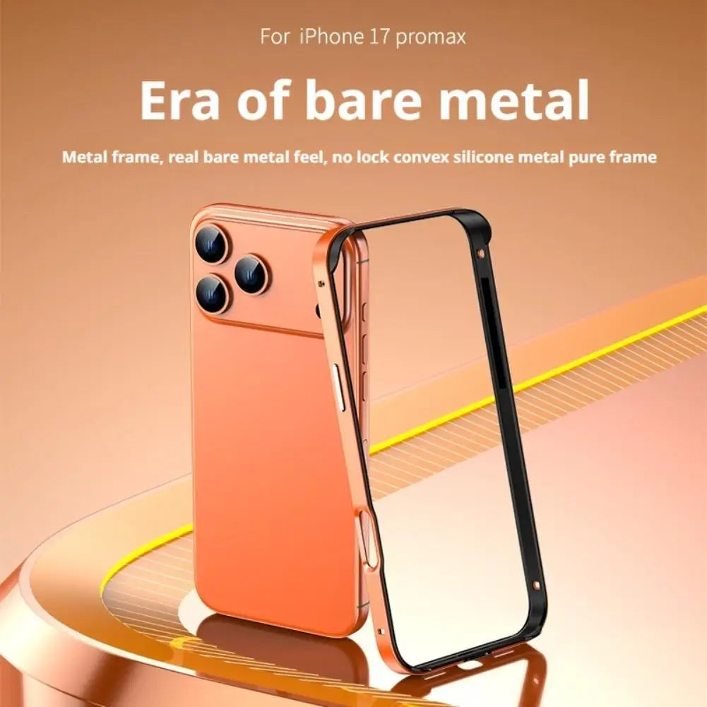 Metal Silicone Border For IPhone 17 Promax Phone Case Hollow Heat Dissipation And Anti Drop Protective Cover Alloy Accessories