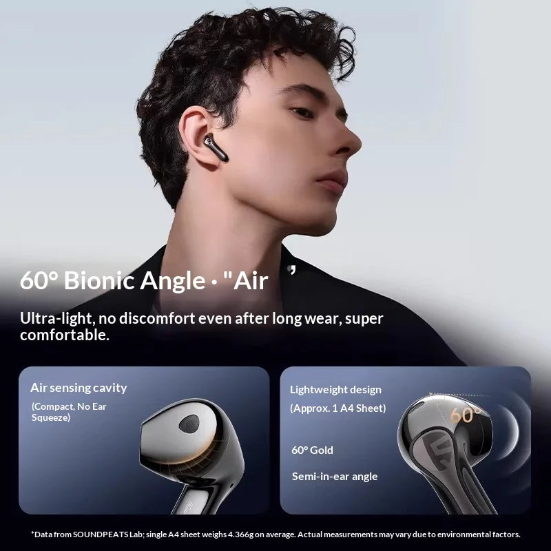 SoundPEATS Air5 Lite Bluetooth V5.4 Earbuds LDAC Hi-Res Audio Wireless Earphone, 13mm Driver, IPX5 Waterproof,Multipoint Pairing